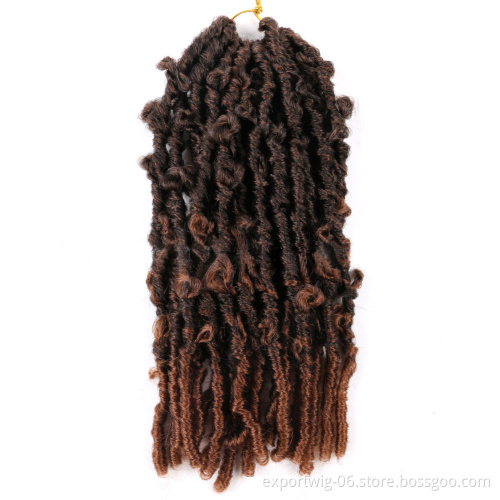 Wavy Goddess Butterfly Locs Synthetic Braiding Hair Faux Hair Locs Extension Braids Ombre Soft Crochet Hair Expression For Woman